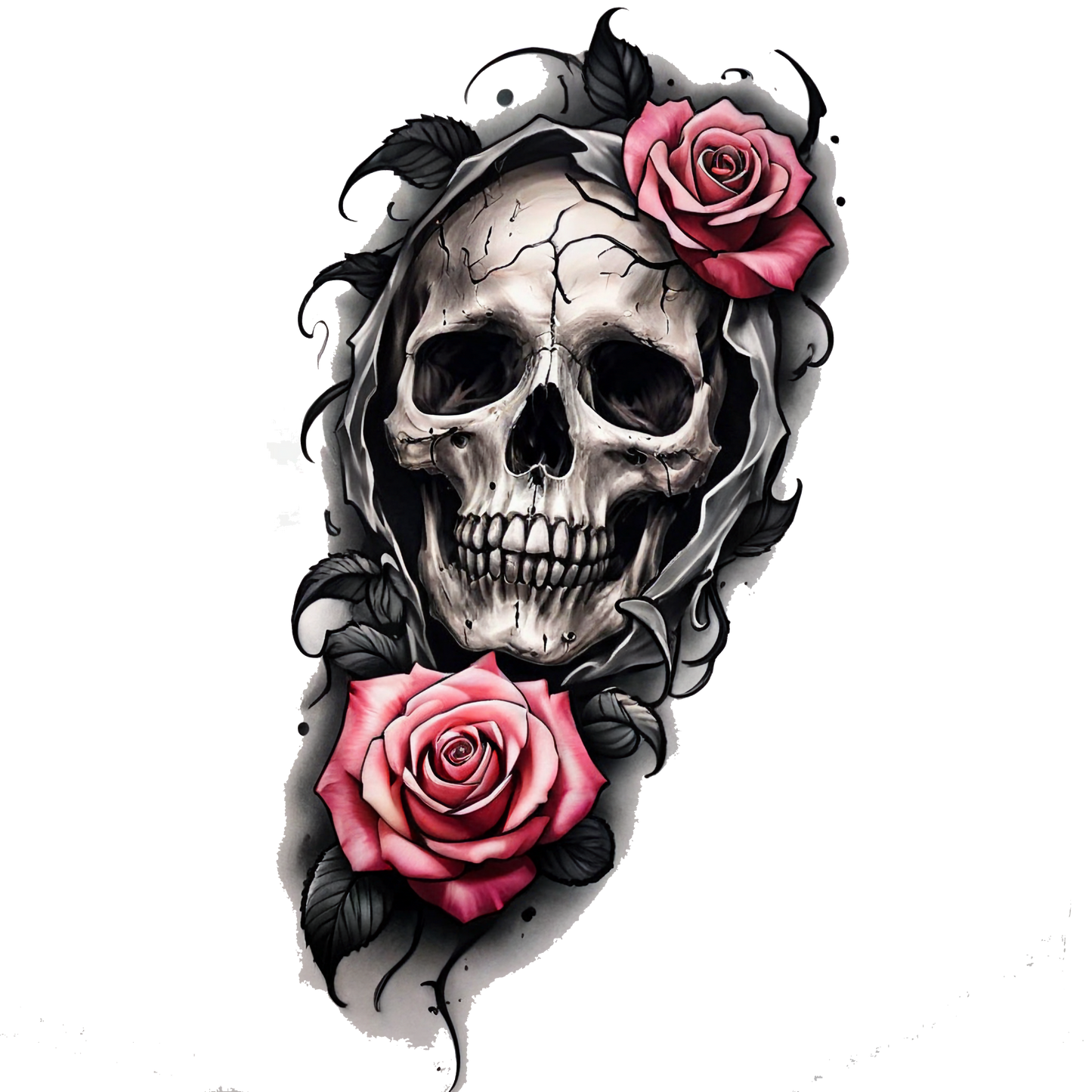 Death's Embrace: Rose and Skull Ink