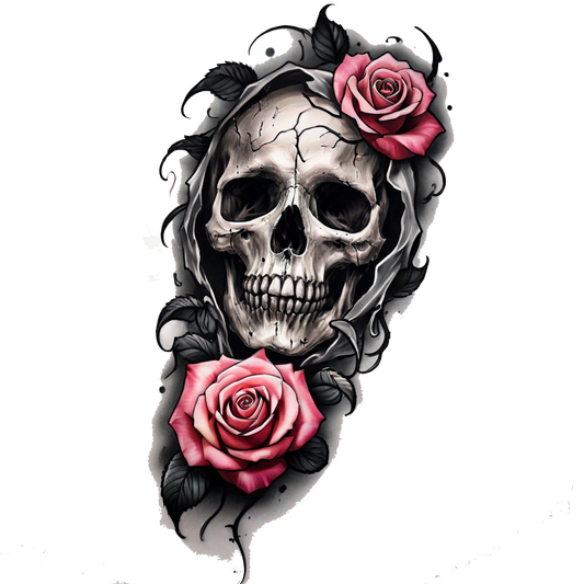 Death's Embrace: Rose and Skull Ink