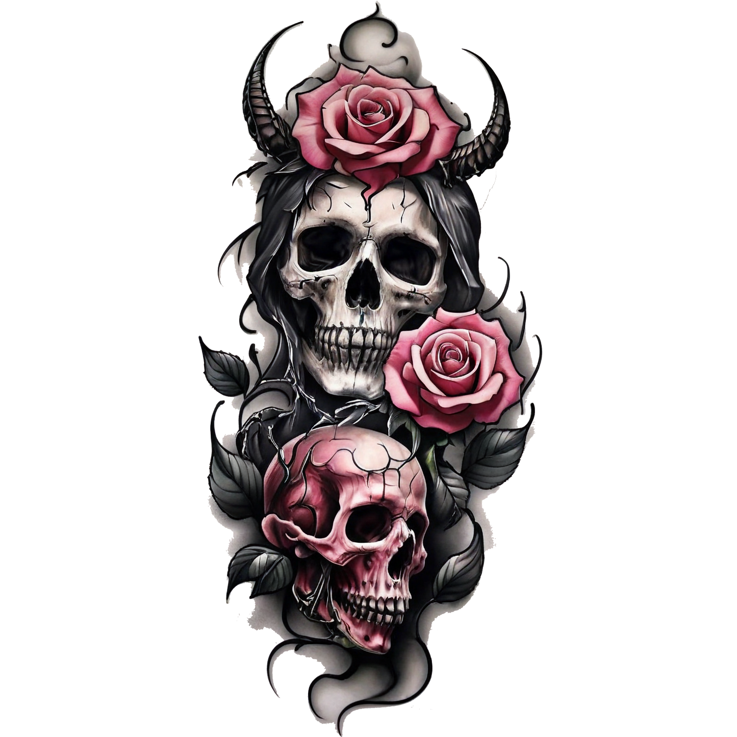 Dark Beauty: Skull and Rose Tattoo